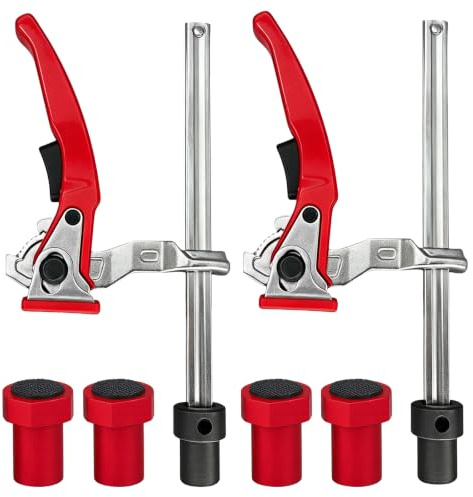 VETOLAKA Set di 6 ganci per panca da 20 mm, morsetti a leva, set di 2 morsetti a leva a sgancio rapido e 4 ganci per panca antiscivolo, funzione per lavori in legno precisi, accessori da tavolo MFT