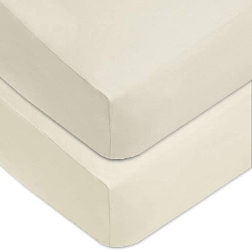 Dudu N Girlie Cot Bed Cotton Fitted Sheets | 120x60 cot mattress fitted sheet | Jersey Soft Besheet Hypoallergenic Elasticated Breathable Fitted Cot Sheets (Pack of 2, Cream)