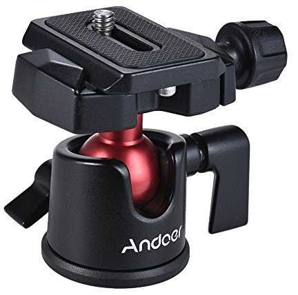 Andoer Mini Panorama Ball Head, Tripod Ball Head 360° Rotatable with Quick Release Plate 1/4 Inch Screw for Canon Nikon Sony DSLR Mirrorless Camera Camcorder