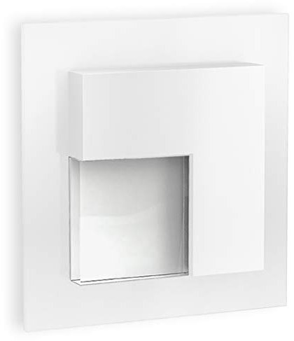SSC-LUXon Lámpara LED de pared para escaleras TAJO en blanco - lámpara para escaleras de 1W - para cajas empotradas de Ø 60 mm