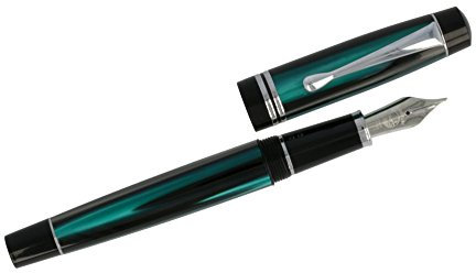 Lindauer Füller, Füllfederhalter, F859 in Grün/Schwarz, hochwertige Feder Made in Germany: B