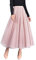 CAMILIFE Nobile Gonna in Tulle Maxi Gonna Linea ad A Elasticizzata a Vita Alta Grande Orlo Cool Principessa Gonna Lunga per Le Donne Ragazze - Tinta Unita Rosa