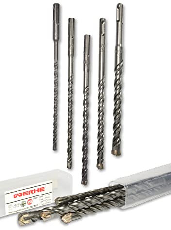 WERHE ® SDS Plus Lot de 5 forets à béton 6/8/10/12/14 x 210 mm