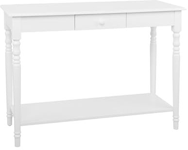 Beliani Table Console Blanche en Bois et MDF avec Tiroir de Style Traditionnel pour Intérieur Scandinave ou Classique