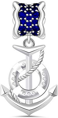 GNOCE Seaside Thema Anker Anhänger Charm 925 Sterling Silber Meine Abenteuerreise Anhänger Charms mit Zirkonia für Armbänder Halsketten Damen