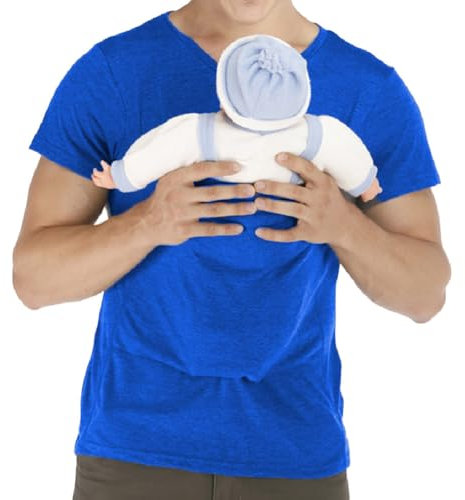 amropi Homme Porte Bébés Kangourou Manches Courtes T-Shirts (Bleu,L)