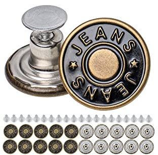 Hosen Ersatz Knöpfe zum Vernieten, Ø 17 mm Messing Jeansknöpfe, 20 Pack, Bronze-farben, Jeans Knöpfe mit Nieten, Jeans Knopf zum Einschlagen, Metall Hosenknopf, Hose weiter machen, Hosenknöpfe Metall