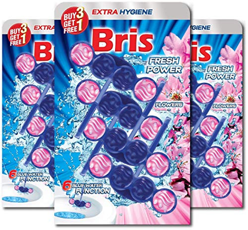 Bris WC Frisch Blau Fresh Power - WC-Reiniger, Extra Hygiene, Antikalk, Antischmutz Kloreiniger Tabs, 12er Pack (3x 4x 55g)