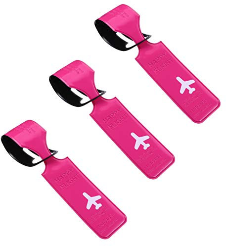 SOIMISS 3 Stück PVC-Gepäckanhänger Anti-Lost-Reisetasche Identifizieren Etiketten für Flughafengepäck Outdoor DIY Koffer Namensschild Zubehör (Rosig)