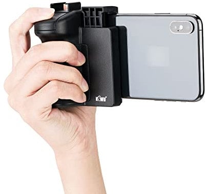 KIWIFOTOS Control Remoto inalámbrico Handgirp Smart Phone Hand Grip, Clips para teléfono Celular con Rosca Hembra de 1/4 -20 - Compatible con trípode para grabación de Vlog en Vivo