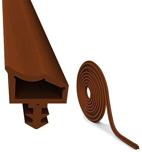 Guarnizione per Porta Contro Correnti D'aria 15M, EUBSWA Qualità Gomma Guarnizione Porta per Stanza, Larghezza Scanalatura 4mm Profondità 7mm Piega 12mm, Marrone