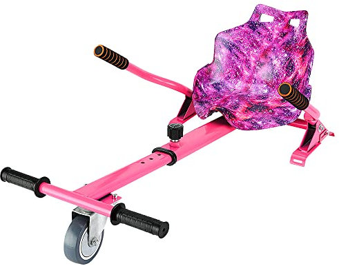 Hoverkart Frame Go Cart für Hoverboard Zubehör, Hover Cart Balance Scooter Sitz Einstellbare Länge für 6,5 8 10 Zoll Segway, Graffiti Galaxy Flame Camo (Starry Pink)