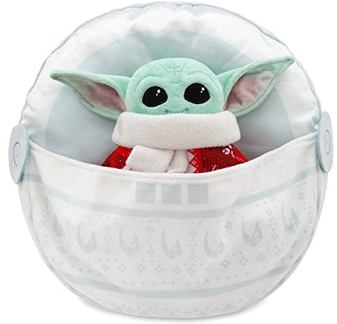 Star Wars Grogu Holiday Plush in Hover Pram – The Mandalorian – 13 Inches