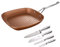SAN IGNACIO Origen | Sartén Antiadherente | Set de 5 Piezas con Sartén Grill de 28 cm y 4 cuchillos de Acero Inoxidable | Aluminio Forjado | Juego de Sartenes y Cuchillos | Todo Tipo de Cocinas