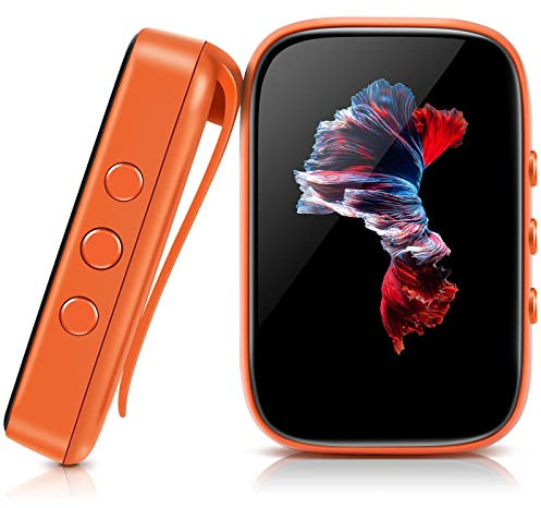 Lecteur MP3 avec Bluetooth, Lecteur de Musique Portable MP3 MP4 avec Radio FM, Enregistrement Vocal, Calendrier, e-Book, Clip d'alarme, Lecteur MP3 avec mémoire de 32 Go pour Le Sport