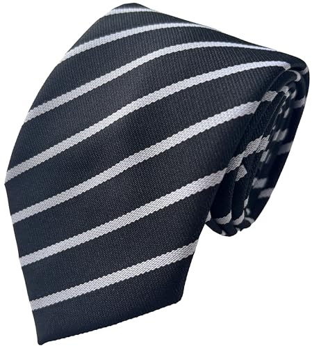 Great British Tie Club Herren-Krawatten für Erwachsene, Schul-Stil, gestreift, schwarz / weiß, Einheitsgröße