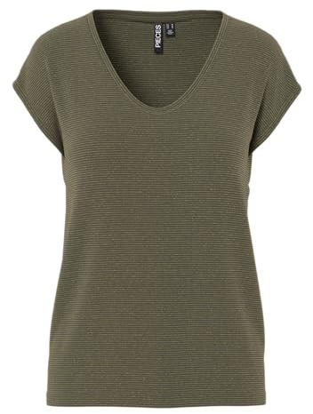 Pieces Billo Lurex Stripes Short Sleeve T-shirt S