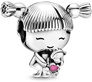 Abalorios Charms Colgantes de La niña es de plata esterlina. Cuentas Plata de Ley 925 con Compatible con Pulsera Europeo, Charms para Mujer Niña
