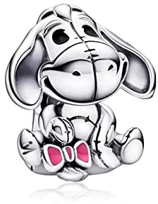 MGIUL Smile Grey Donkey Bow Charm Pendant für Armbänder Halsketten 925 Sterling Silber Anhänger Perlen Schmuck Geschenk für Frauen