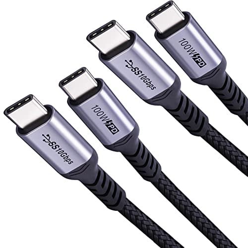 SUMPK 1m USB C to C 3.1 Cable 2-Pack, 100W Type C Monitor Video Cable 4K 60Hz Display, 10gbps High Speed Data Transfer, E-Marker Chip Compatible for Samsung Galaxy, SSD