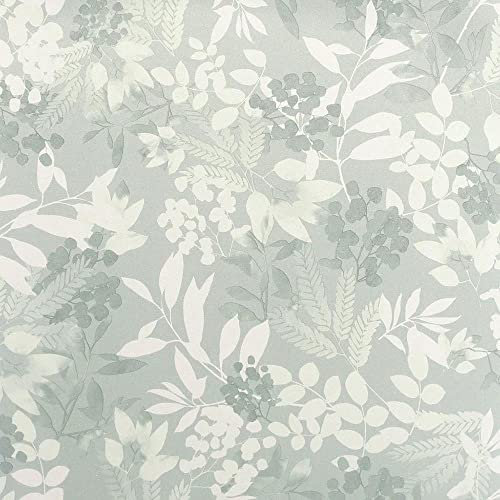 Soft Leaves Sage Green Wallpaper - Floral Nature Glitter Effect Modern Contemporary Textured