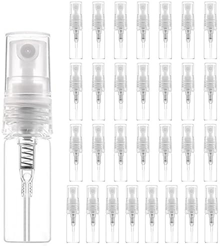 30 Piezas 3ml Mini Botella Spray, Botella de Spray rellenable Vacío Pequeña, Botella de Pulverizadora Transparente Portátil Viaje Botellas de Spray Atomizador para Perfume