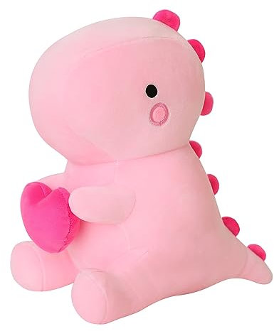 SQEQE Dinosaur Stuffed Animal, Loving Soft Dino Plush Toys with Holding Heart for Valentine Day, Sweet Romantic Anniversary Birthday Gift for Her Girls Boys Girlfriend Pink 50CM