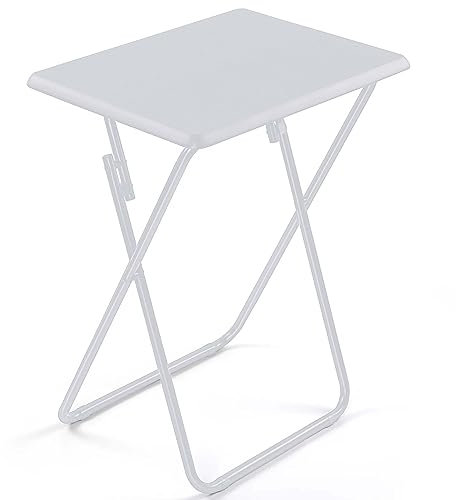 AAMEN Metal Folding Table - Multi-Purpose Coffee Table, TV Tray, Lightweight Portable Snack Table, Desk (40x50x80cm) (White)