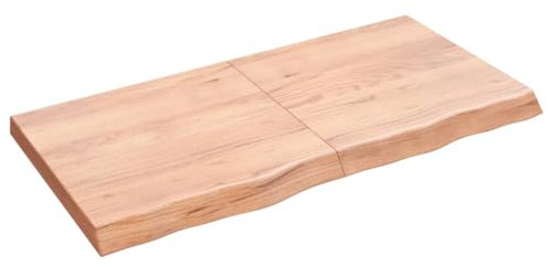 vidaXL Comptoir de Salle de Bain, Dessus d'Armoire avec Bord Vivant, Plan de Travail de Toilette, Marron Clair 120x60x(2-6) cm Bois Traité