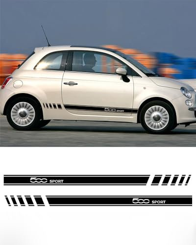 Adesivo auto Strisce decorative, set di adesivi a strisce laterali per Fiat Abarth 500 595 (black)
