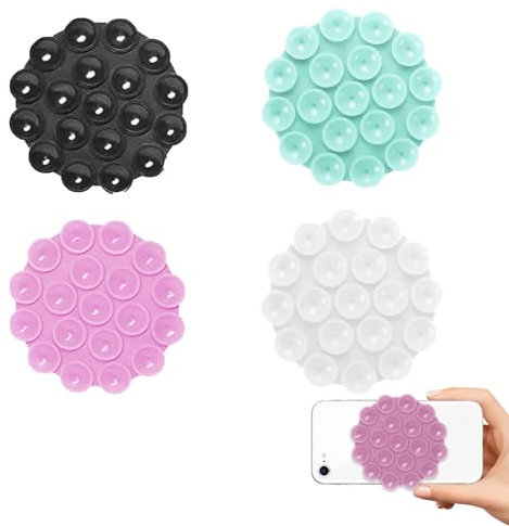 QEEROYO 4 Pezzi Ventosa per Telefono, Multiuso Ventosa per Telefono Auto, Ventosa per Telefono Auto in Silicone, Ventose per Telefono in Silicone, per Alimentazione Mobile Telefoni Cellulari