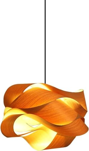 Hertl Original Ecology Wood Veneer Pendant Light Wood Ceiling Pendant Light Oak Leather Ceiling Light Fixture Classical Bamboo Chandelier for Hallway Restaurant Decor Spiral Pendant Light Fixtures