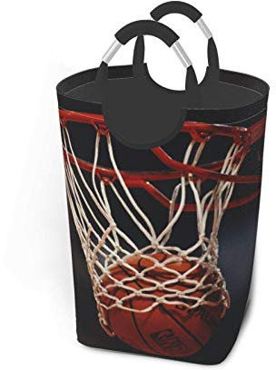 Basketballkorb-Wäschekorb, zusammenklappbarer Wäschekorb, großer Aufbewahrungsbehälter, robuster Kleidersack mit Griffen, 50 l