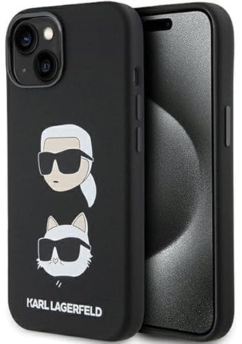 Karl Lagerfeld KLHCP15MSDHKCNK Hülle für iPhone 15 Plus 6.7 Schwarz Silicone Karl&Choupette Head