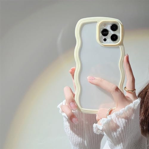 Emlivi Case for iPhone XS Max, Cute Curly Waves Frame Shape Silicone Shockproof Mobile Phone Case, Crystal Clear Case, Slim Soft TPU Scratch-Resistant Protective Case for iPhone XS Max, Yellow