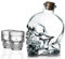 DWILKE Crystal Skull Decanter Set - Whiskey Liquor Bottle with 2 Skull Cups, Perfect Dad Gift