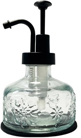 Birugen Vintage Soap Dispenser for Bathroom,Glass Kitchen Soap Dispenser with Pump,Farmhouse Antique,Small Cute Rustic Decor(White)