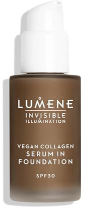 LUMENE Invisible Illumination Getönte Serum Foundation SPF30 mit Vegan Collagen Serum & Hyaluronsäure, Farbton 9, 30 ml