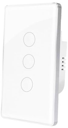 Interruptor de luz táctil inteligente Wifi con neutro, compatible con Homekit, control remoto de la aplicación conectada, panel de vidrio templado blanco 1/2/3/4 velocidades (3 velocidades)