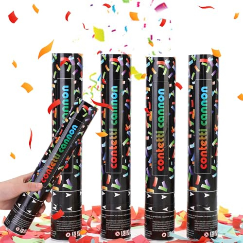 Confetti Cannons Biodegradable, 2026 New 4PCS Coloured Party Poppers, 30CM Large Confetti Cannons, Wedding Confetti Cannons, Party Poppers Confetti Cannon for Celebrations, Birthdays, Christmas