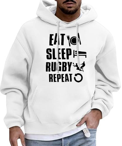 SRZYMJ Kapuzenpullover Herren Pullover Langarm Hoodie Herren Warm Jacquard Casual Farbblock Sweatshirt mit Taschen Kompressionsshirt Strickjacke Wolle Oktoberfest 1900 Sonnenanzug Weiß S
