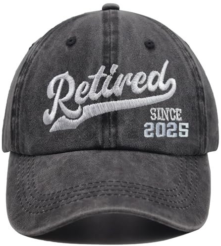 OASCUVER Baseballkappe im Ruhestand seit 2023 2024 2025, verstellbare Baumwoll-Baseballkappe, Distressed für Rentner, Männer und Frauen, 2025 Stickerei, schwarz, Einheitsgröße