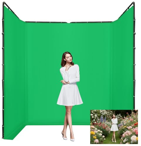 Greenscreen - Fondo de pantalla verde con soporte, plegable y desmontable, soporte para fotografía y televisión, 4 x 2,4 m, color verde