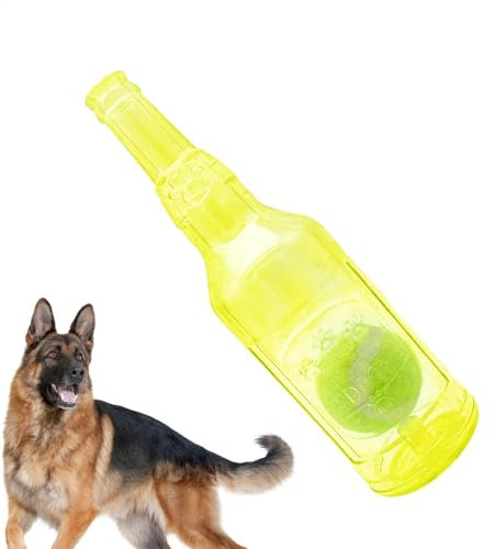 Wpsagek Ball in a Bottle Dog Toy, Beer Cruncher With Tennis Ball, Squeaky Interactive Chew Toy for Dogs