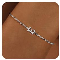 RMMD Armband Damen Silber, 18K Weißgold Vergoldete Armbänder Damen Personalisiert Armband mit Buchstaben E Armband Schmuck Damen Buchstaben Armband Damen Geschenke für Frauen Teenager Mädchen