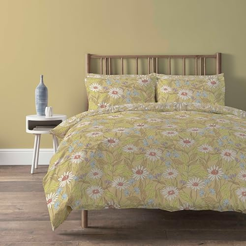 Olivia Rocco Elinor Duvet Cover Set Easy Care Quilt Bedding Sets with Pillow Cases Cotton Rich Super Soft Printed Floral Bed linen, Elinor Ochre Single