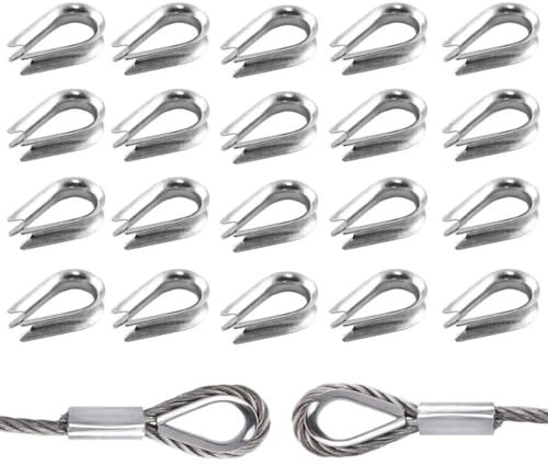 RT 20 pezzi Kit Fune, Acciaio Inossidabile 304, Ditale Per Cavo, Ditali Per Funi Metalliche, M3 Ghiere In Alluminio, Morsetti Per Cavo, Tenditore, Per Sartiame in Fune Metallica, Acciaio 3mm