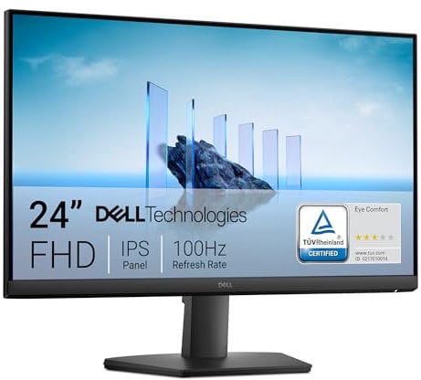 Dell 24 Écran PC - SE2425HM, Full HD (1920x1080), 100Hz, IPS, 5ms, VESA (100x100mm), HDMI, VGA, Garantie 3 Ans, Noir