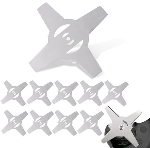 Ersatzmesser Rasentrimmer, 10er Set Rasentrimmer Messer, Rasentrimmer Zubehör, Freischneider Zubehör Messer aus Verdickter Manganstahl, Für Kreissägen Motorsensen (C)