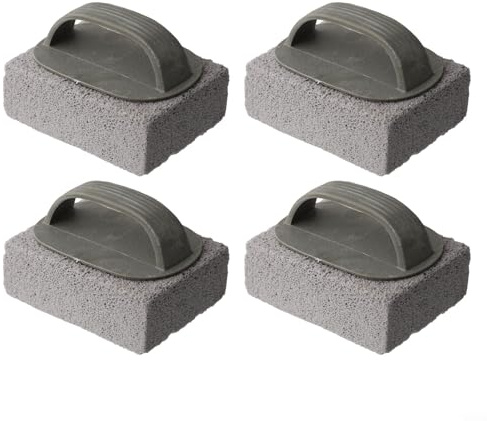Barbecue Cleaning Stone Set for BBQ Grills Tiles Bathtubs Reusable Bimice Scrubber Blocks Non-Scratch Grill Cleaner Kitchen Cleaning Tools 4 Pack with Handle